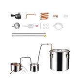 Alcohol Still, 8 Gal / 30 L Stainless Steel Water Alcohol Distiller with Copper Coil for Fast Cooling, Dual Condenser Distiller Kit with Secondary Distillation, for Wine Whisky Brandy, Silver